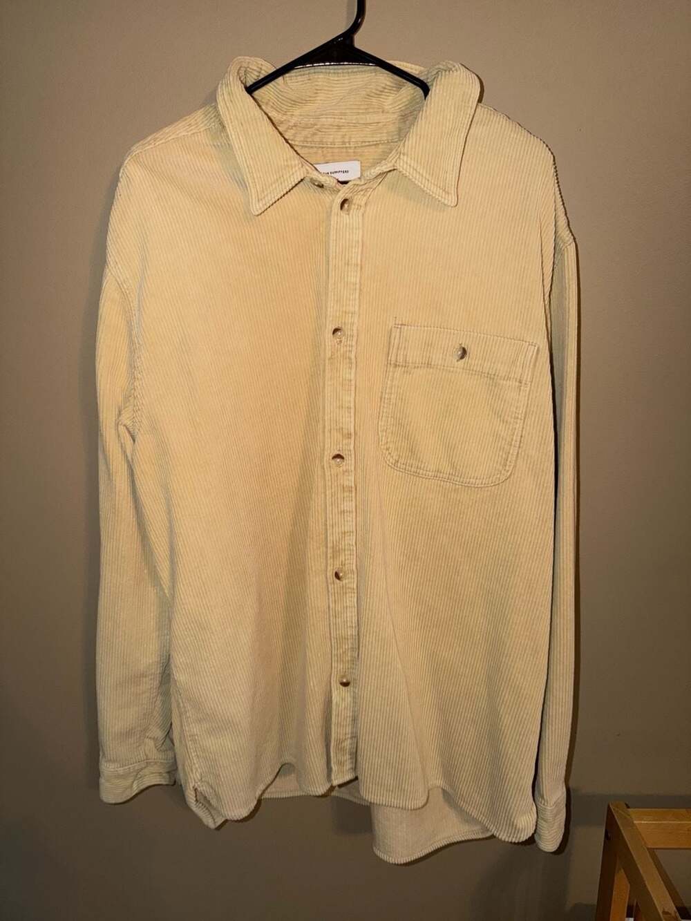 Urban Outfitters Uo Big Corduroy Work Shirt In Cream Size XL